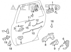 Lower rear left door hinge for Lexus RX300 98-03