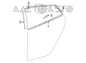 Door-glass molding, center rear left, Toyota Prius 50 16-22, tear