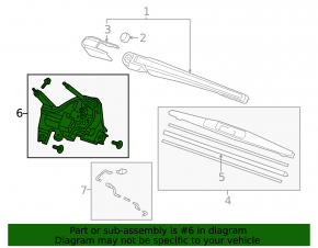 Rear wiper linkage with motor Honda HR-V 16-19