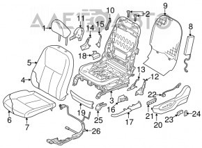 Headrest front left Infiniti Q50 14- leather black