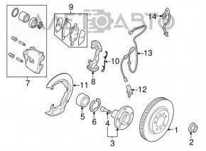 ABS sensor front left Mazda3 2.3 03-08