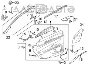Door trim card rear right Lincoln MKZ 13-16 black with brown armrest