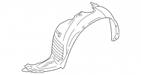 The front left fender liner of a Mazda6 03-05 is cracked and the fasteners have come loose.