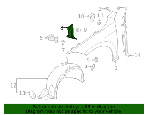 Upper center left wing bracket VW Jetta 19-