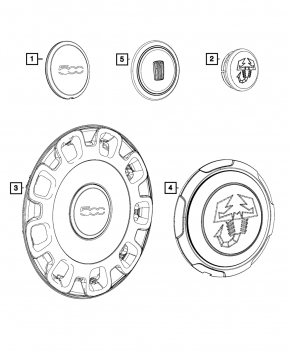 Center cap R15 Fiat 500 12-19