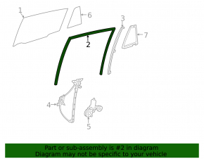 Rear right glass seal Toyota Venza 21-