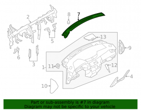 Upper front panel trim for Nissan Rogue Sport 19-21 black under the windshield