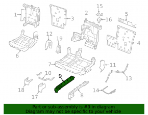 Rear right seat slides, 2nd row, Nissan Rogue 17-20, mechanical, without frame