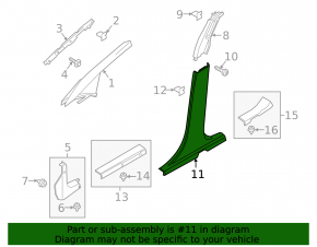 Center pillar trim lower right Ford Ecosport 18-22