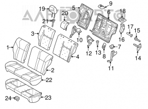 Rear row of seats 2 row Ford Fiesta 11-19 5d cloth black