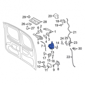 Central tailgate lock Ford Transit Connect MK2 13-23 cargo