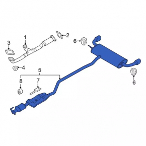 Rear muffler with barrel for Ford Edge 15-21 2.0T FWD without catalytic converter