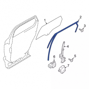 Upper front left door molding for Ford Edge 15-24 chrome with glass seal
