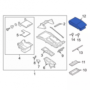 Central console armrest and cup holders Ford Explorer 20-24 leather black, Platinum