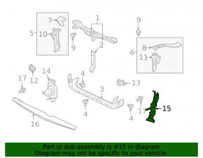 Left radiator deflector for Mitsubishi Galant 04-06