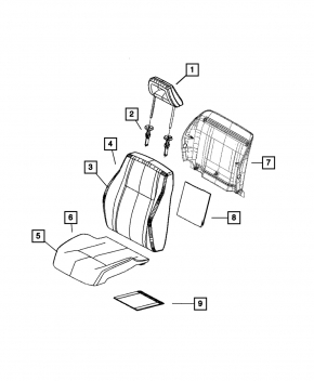 Driver's seat Jeep Compass 11-16 without airbag, cloth black