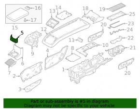 Rear lower center console trim Volvo XC90 25-26 type 2, T8, black, upper part