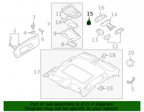 Right ceiling light microphone for Audi E-Tron 19-23