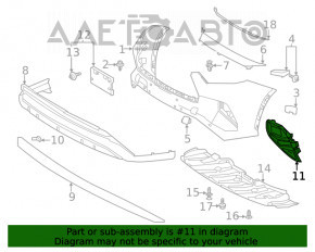Front bumper grille right Toyota Highlander 20- under fog lights
