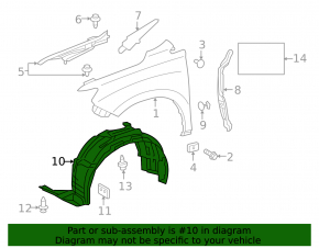 Front left fender liner Lexus RX350 RX450h 10-12 prerest AVTM