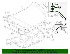 Subaru Outback 15-19 hood release cable without handle, latch broken