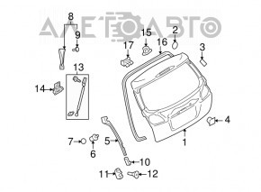 Left tailgate hinge for Subaru B10 Tribeca