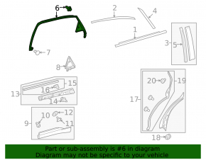 Lexus RX350 RX450h 10-15 rear left inner door frame
