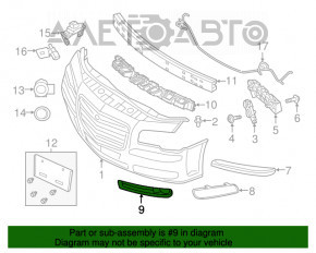 Left bumper grille Chrysler 300 11-14 prerest under fog lights