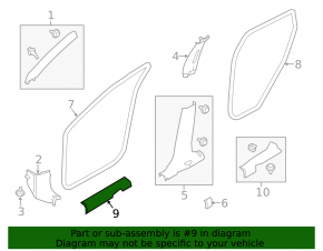 Nissan Rogue 14-20 beige inner front left door sill plate