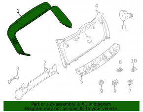 Upper trim of the trunk door Mercedes X167 GLS 450 580 20-23 dark gray, broken guides, scratches