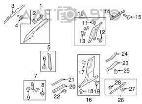 Door sill trim front left outer Lincoln MKX 16- black, broken fastening