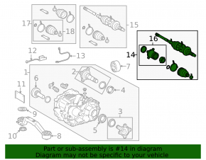 Drive axle shaft rear left Lexus RX450h 10-15 thread defect