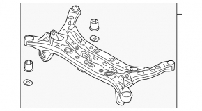 Rear subframe Hyundai Sonata 16-19 hybrid, 2 cracked S/B