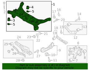 Rear subframe Hyundai Sonata 16-19 hybrid, 2 cracked S/B
