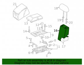 Rear seat armrest, 2nd row, VW Tiguan 09-17