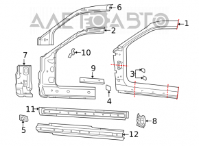 Body pillar front left Dodge Challenger 09-18