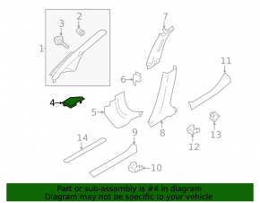 Front panel trim upper left Nissan Leaf 18- black with air duct