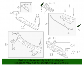 Left wiper grille seal Mazda 3 19-