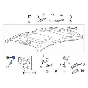 Driver's visor mounting hook Ford Fusion mk5 13-20 gray