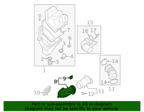 Air duct for air filter housing, right, BMW 8 G15 G16 20-25 M, front