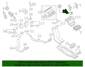 Right dashboard air duct Audi Q7 4L 10-15 with chrome, broken guides, broken vertical adjustment