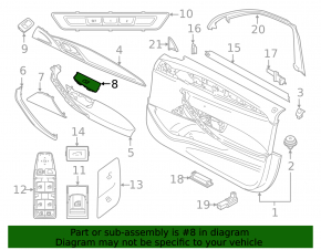 Front left window lift control trim BMW 5 G30 17-23 beige, for folding mirrors, chrome finish