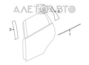 Molding door-glass central rear left Mitsubishi Outlander Sport ASX 10- black OEM
