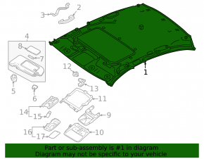 Infiniti Q50 16-24 roof lining for sunroof, grey