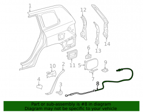 08-13 Toyota Highlander Gas Lock Cable