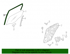 Rear left glass seal Kia Soul 14-19