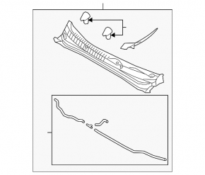 Windscreen wiper grille plastic Kia Optima 11-15