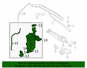 Hyundai Elantra 21-23 windshield washer reservoir with filler neck and no cap