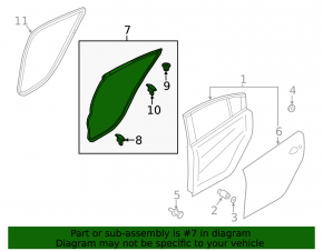 Mazda 6 14-17 rear right door seal