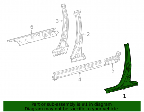 Body pillar central right Lexus RX350 RX450h 16-22